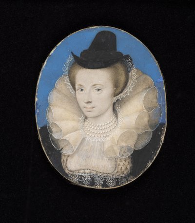 Senhora desconhecida, c.1595-1600 (aquarela sobre pergaminho colocada no cartão) de Isaac Oliver