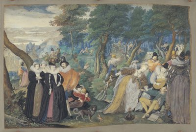 Uma festa ao ar livre. Alegoria sobre o amor conjugal de Isaac Oliver I