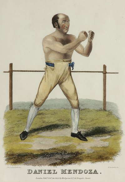 Daniel Mendoza, gravado por P. Roberts, publicado em 1822 (gravação a cores) de Isaac Robert (after) Cruikshank