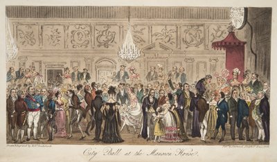 City Ball na Mansion House, do The English Spy, pub. 1824 (gravura colorida à mão) de Isaac Robert Cruikshank