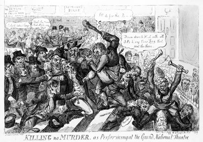 Killing no Murder, como se apresentando no Grand National Theatre, em 1809 de Isaac Robert Cruikshank