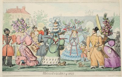 Monstruosidades de 1827, pub. 1835 (gravura colorida à mão) de Isaac Robert Cruikshank