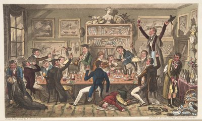 Oxford Transports, ou University Exiles, do The English Spy, publicou Londres, 1824 (gravura colorida à mão) de Isaac Robert Cruikshank
