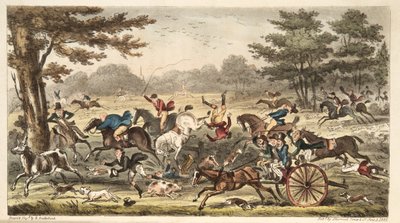 The Epping Hunt, ou Cockney Comicalities em Full Chase, do The English Spy, pub. 1824 (gravura colorida à mão) de Isaac Robert Cruikshank
