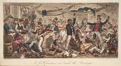 The Retturn to Port, do The English Spy, pub. 1824 (gravura colorida à mão) de Isaac Robert Cruikshank
