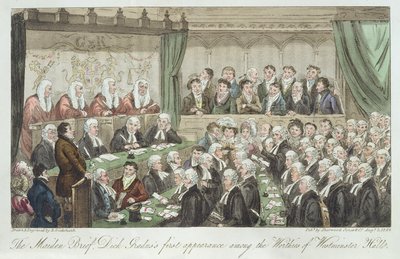 O primeiro romance, a primeira aparição de Dick Gradus entre os dignitários do Westminster Hall, publicou 1824 de Isaac Robert Cruikshank