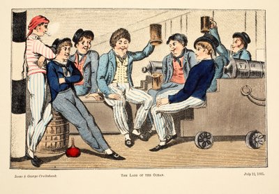 Os rapazes do oceano, 1805 (gravura colorida à mão) de Isaac, Robert and George Cruikshank