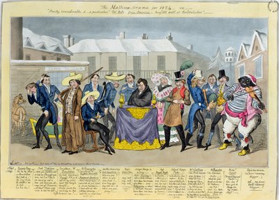 O Mathew-Orama para 1824, pub. por G. Humphrey, 1824 (gravura colorida) de Isaac, Robert and George Cruikshank