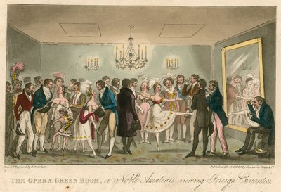 A sala de ópera verde, ou amadores nobres vendo curiosidades estrangeiras de Isaac, Robert and George Cruikshank