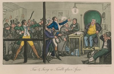 Tom e Jerry em apuros depois de uma farra de Isaac, Robert and George Cruikshank