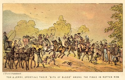 Tom e Jerry, ostentando seus pedaços de sangue entre os rosas em Rotten Row de Isaac, Robert and George Cruikshank