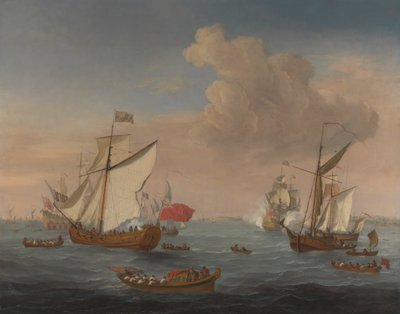 Navios no estuário do Tamisa, perto de Sheerness de Isaac Sailmaker
