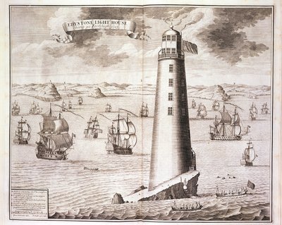 O farol de Eddystone, gravado por Hendrick Hulsbergh, 1713 (veja igualmente 40669) de Isaac Sailmaker