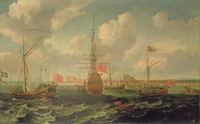O Iate Real ao largo de Sheerness, c.1680 (óleo sobre tela) de Isaac Sailmaker
