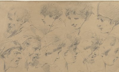Folha de estudo com dez cabeças de Isaac Walraven (possibly)
