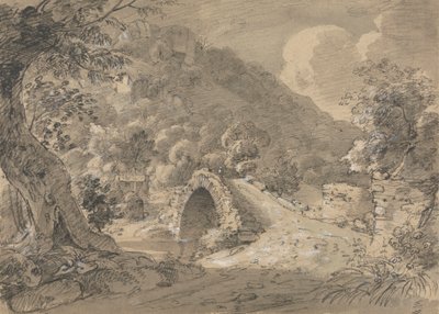 Paisagem montanhosa com ponte e casa de Isaac Weld