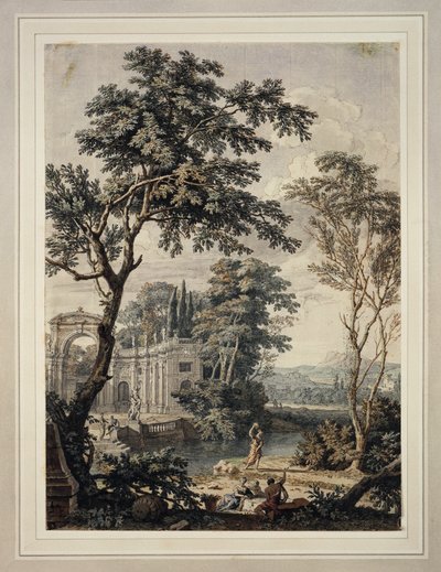 Paisagem arcádica com arquitectura palaciana de Isaac de Moucheron