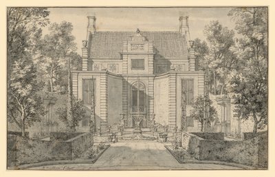 Vista do jardim de uma distinta casa holandesa de Isaac de Moucheron