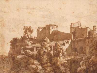 Vista de algumas casas (Tivoli?) de Isaac de Moucheron