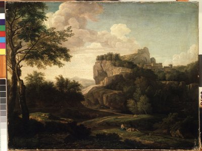 Pintura "Paisagem" de Isaac de Moucheron (1667-1744) Museu de Belas Artes Mikalojus Konstantinas Ciurlionis do século XVIII, Kaunas, Lituânia de Isaac de Moucheron