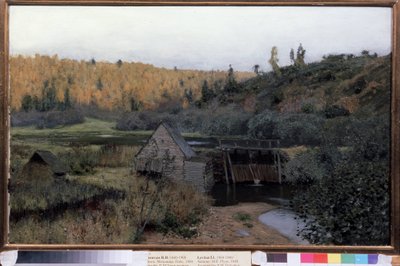 Outono. Moinho. Plios (Rússia) (Outono. Mill. Plyos). Pintura de Isaak (Isaac) Ilyich Levitan (1860-1900), óleo sobre tela de Isaak Ilyich Levitan