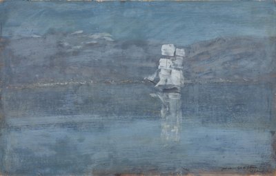 Paisagem com um barco à vela, final da década de 1890 de Isaak Ilyich Levitan