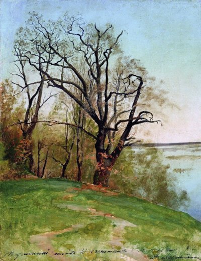 Carvalho na margem do rio, 1887. de Isaak Ilyich Levitan