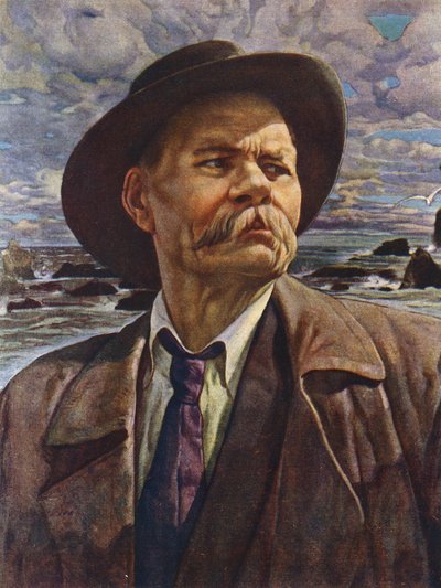 Retrato do autor russo Maxim Gorky (cor litho) de Isaak Israilevich (after) Brodsky