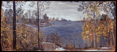 Final de Outono. Pintura de Isaak Izrailevich Brodsky (Brodsky) (1884-1939), óleo sobre tela de Isaak Israilevich Brodsky