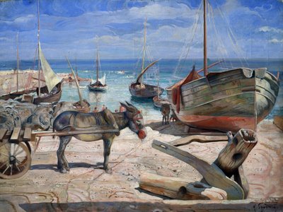 ""A Ilha de Capri"" Pintura de Isaac Brodsky (Brodski) (1884-1939) 1929 Museu Regional de Arte, Berdyansk de Isaak Israilevich Brodsky