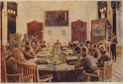 Reunião do Conselho Militar Revolucionário, Rússia Soviética. c1925-1934 de Isaak Israilevich Brodsky