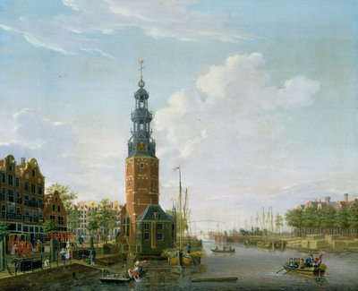 Vista, de, amsterdão, com, a, Montelbaanstower, ligado, a, Oude, Schans, 1777 de Isaac Ouwater