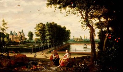 Vertumnus e Pomona (painel) de Isaak van Oosten
