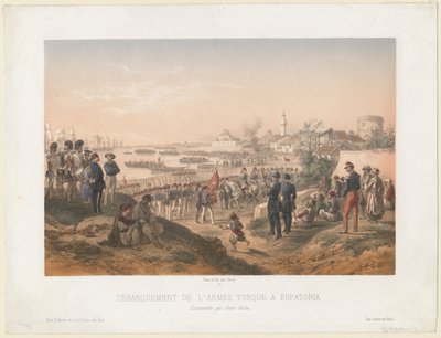 Desembarque do exército turco em Yevpatoriasob o comando de Omer Pasha, 1855 de Isidore Laurent Deroy