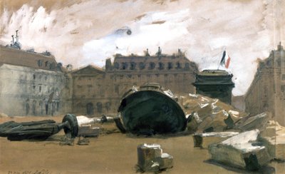 Comuna de Paris: a coluna Vendome derrubada de Isidore Pils