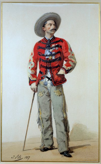 Expedição do México (1861-1867): retrato do General Gaston Galliffet (1830-1909) em contra-guerrilheiro no México. Aquarela de Isidore Alexandre Augustin Pils (1813-1875) 1867 Sol. 0,39x0,24 m. Paris, musee de l