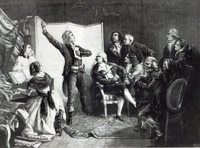 Rouget de L&39;Isle, compositor da Marselhesa, cantando pela primeira vez a seus amigos, de &39;Leisure Hour&39;, 1888 de Isidore Pils