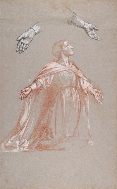 Registo médio de Sainte Clotilde, estudo para pinturas murais na Capela de Saint Remi..., séc. de Isidore Pils