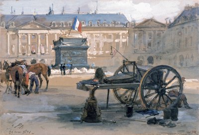 A queda da Coluna Vendome, 29 de Maio de 1871 (aguarela sobre papel) de Isidore Pils