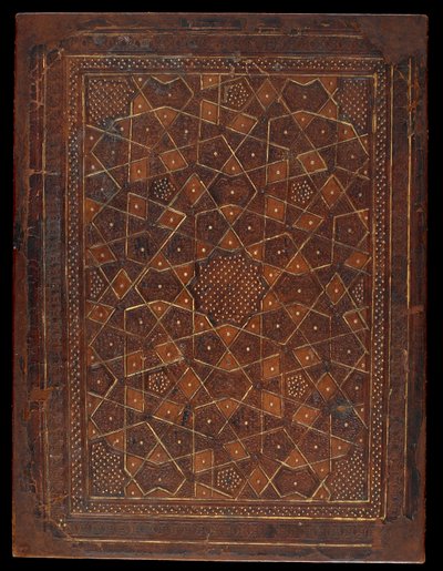 Capa do livro, Egito ou Síria, período mameluco (couro sobre pastilhas) de Islamic School