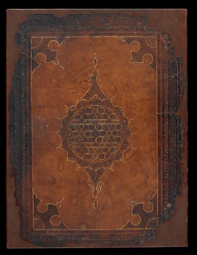 Capa do livro, Egito ou Síria, período mameluco (couro sobre pastilhas) de Islamic School