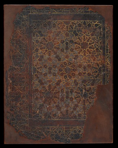 Capa do livro, Egito ou Síria, período mameluco (couro sobre pastilhas) de Islamic School