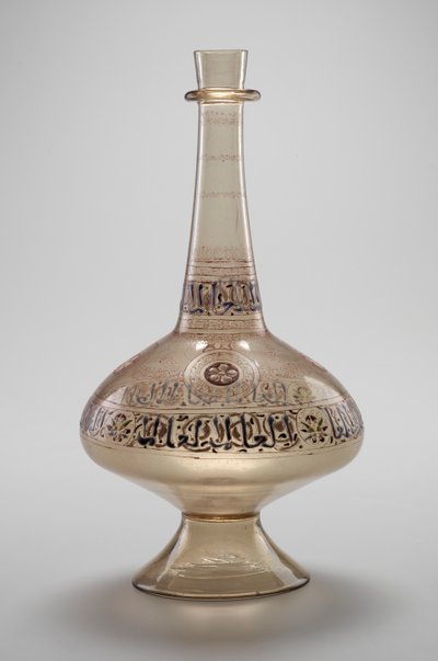 Garrafa, encomendada por Dawud, Rasulid Sultan do Iêmen, Dinastia Mameluca, 12961321 (vidro esmaltado e dourado) de Islamic School