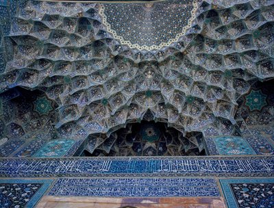 Detalhe da abóbada da Mesquita Shah (também conhecida como Mesquita Imam) Isfahan de Islamic School