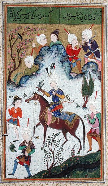 Ms B-284 fol.50b Os Reis Caça, de Divan por Huseyn Bayqara, c.1540 de Islamic School