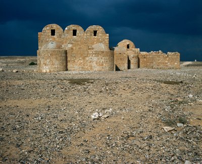 Vista de Qasr Amra, castelos do deserto (711-715) de Islamic School