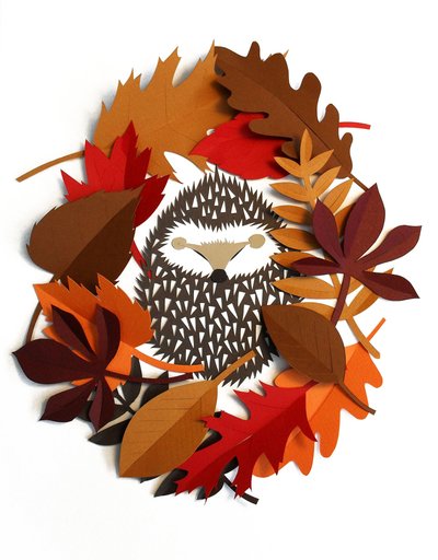 Grinalda de ouriço, 2015 (papel cortado) de Isobel Barber
