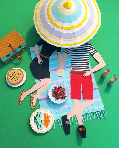 Piquenique no Parque, 2016 (papel) de Isobel Barber