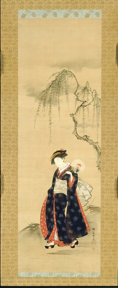 Beleza sob um salgueiro de Isoda Koryusai