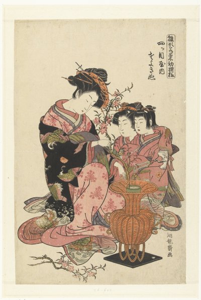 A cortesã Sayokinu da Yotsumeya
Yotsumeya uchi Sayokinu (título sobre o objecto)
Modelos de modelos de folhas de primavera precoce (título da série)
Hinagata wakana no hatsu moyo (título da série sobre o objecto) de Isoda Koryusai